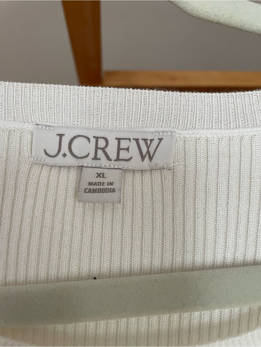 J. Crew Cream Ruffle-trim Ribbed Short Sleeve Tee in Tencil lycrell blend - Picture 4 of 8